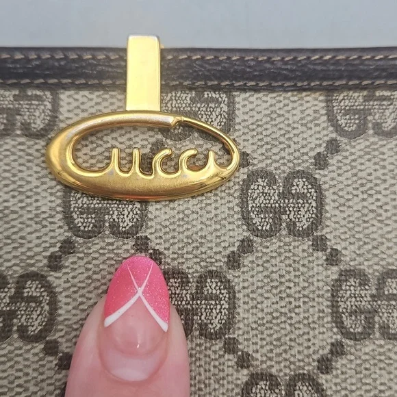 GUCCI - Old Gucci Bifold Long Wallet in Brown & Tan - Vintage Monogram Logo - Picture 2 of 16